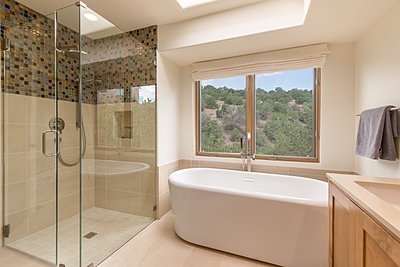 Soaking Tub and Glass Enclosed Shower
