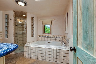 Lovely bathroom with soaking tub and shower