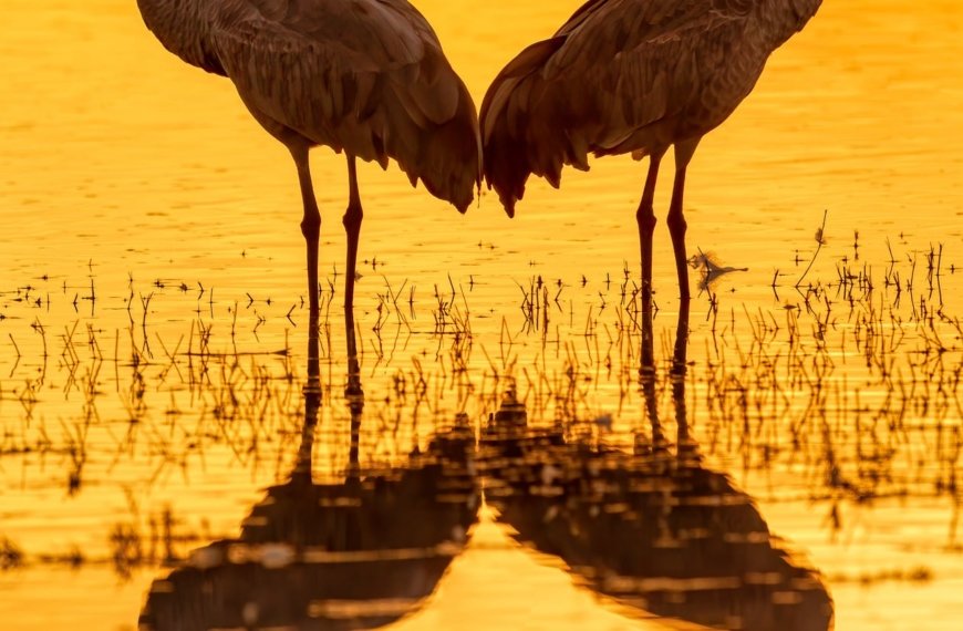 PHOTO: Sandhill Cranes at Sunset by Ed MacKerrow