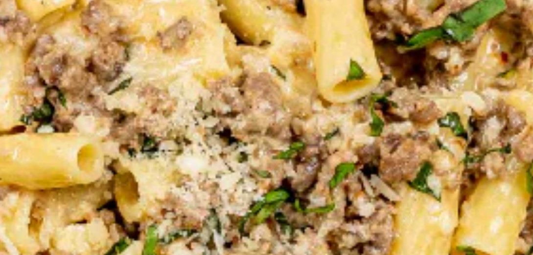 RECIPE: Sausage Rigatoni with Creamy Green Chile Mustard Sauce