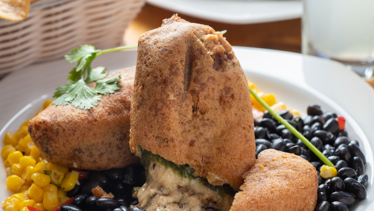 RECIPE: Shiitake Mushroom Chiles Rellenos with Corn Coulis